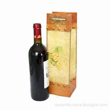 Paper Promotional Bag for Wine, Eco-friendly, Webbing Handles